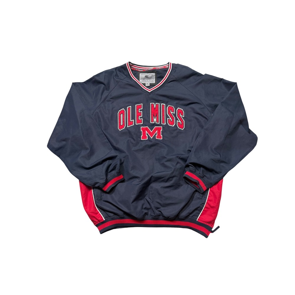 Ole Miss Rebels Pullover Windbreaker Jacket Navy Red Colosseum Athletics XL